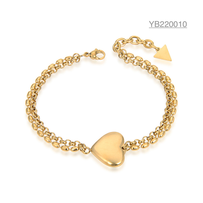 Jóias de marca de luxo de nicho ouro 24k pulseira em forma de coração presente para o dia dos namorados