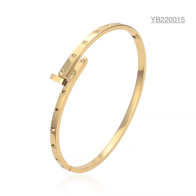 Pulseira de parafuso de ouro 18k com joias exclusivas de designer de aço inoxidável impressas