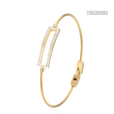 Pulseira K ouro aço inoxidável Pandora baguete diamante corda estilo pulseira