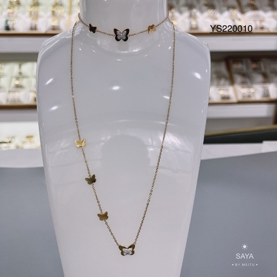 Colar de corrente de borboleta de strass marca de luxo ouro conjunto de joias de aço inoxidável