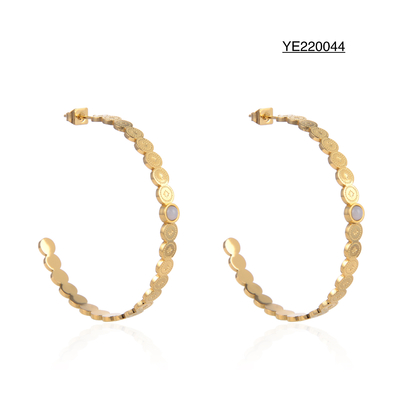 Dos brincos de aço inoxidável do ouro do ODM do OEM pérola sextavada delicada Shell Earrings