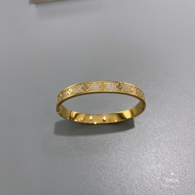 da broca completa de aço inoxidável do caleidoscópio do bracelete do ouro 18K pulseira larga da versão