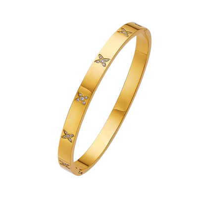 Pedra chapeada ouro da CZ do bracelete da pulseira da joia de MVCOLEDY de aço inoxidável com cristal