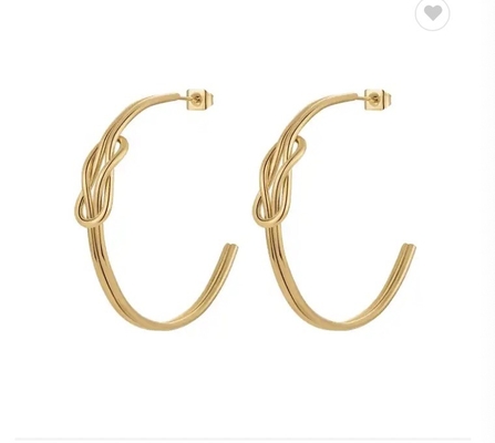 Brincos da aro do ouro do Oem para aberto pequeno na moda grosso chapeado ouro do peso leve da indicação do nó das meninas das mulheres