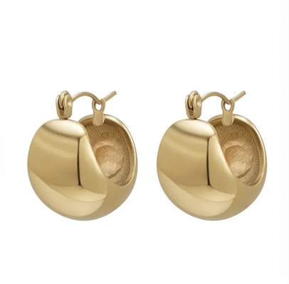 Cargo chapeado Chunky Hoops de PAVOI 14K ouro de aço inoxidável | Brincos de pouco peso grossos da aro do ouro para mulheres