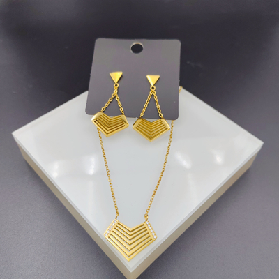 High Polish Nova cor de ouro Zircon de aço inoxidável brincos, colar, pulseiras para senhoras