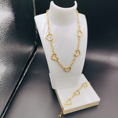Moderno High Polish mais novo ouro cor de aço inoxidável brincos, colar, pulseiras conjuntos para senhora