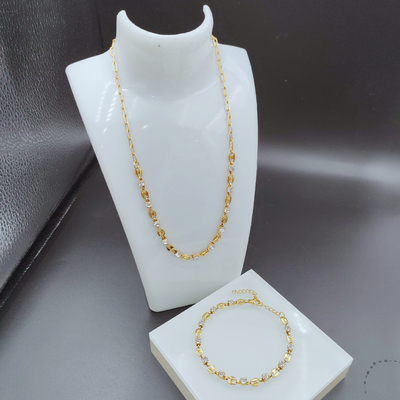 Nova Chegada Moda Alta Polonês Mais Novo Dourado Cores de Aço Inox, Colar, Pulseira Conjuntos com Zirco Para Mulher