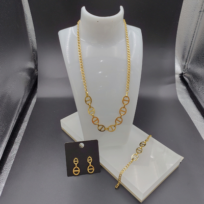 High Polish O mais novo ouro de cor de aço inoxidável brincos, colar, pulseiras para senhoras