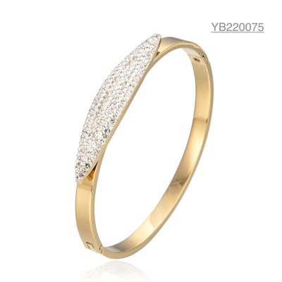 Pulseira de encantamento do cristal de rocha da pulseira de aço inoxidável das mulheres de Saya para o casamento
