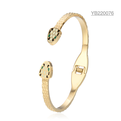 Bracelete de aço inoxidável do ouro principal luxuoso da pulseira 14K da serpente do dobro da BG