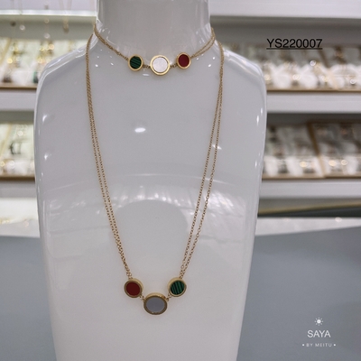 Conjunto de joias de marca de luxo em aço inoxidável com concha tricolor conjunto de joias simples