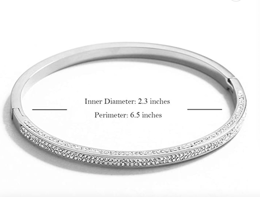 Pulseira de luxo com strass de 2,3 pol. de diâmetro pulseiras embelezadas