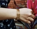 Do ouro oco largo do bracelete 24k do grânulo do ouro do tipo do excesso pulseira de aço inoxidável