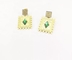 Gem Pendant Earrings Long Pendant verde na moda enche brincos de aço inoxidável do ouro 18K