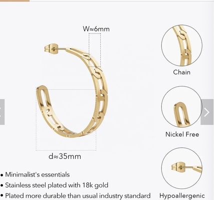 o ouro 14K chapeou brincos grossos da aro embala a joia da aro de Chunky Hoops Set Hypoallergenic Small