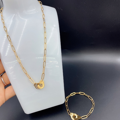 Os mais recentes brincos de ouro, colar de aço inoxidável, conjuntos de pulseiras com Cnc Cz para senhora