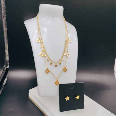 Nova Chegada Moderna High Polish mais recente dourado de cor de aço inoxidável brincos, colar, pulseiras para senhoras