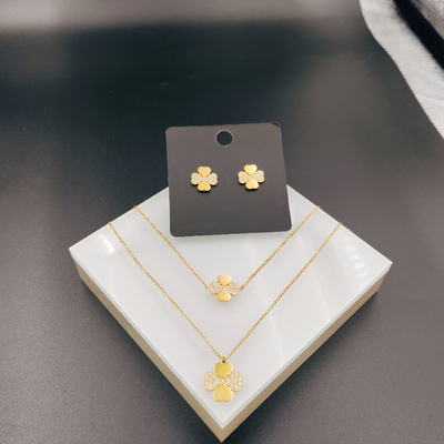 Nova Chegada Moda Alta Polonês Mais Novo Dourado Cores de Aço Inox, Colar, Pulseira Conjuntos com Zirco Para Mulher