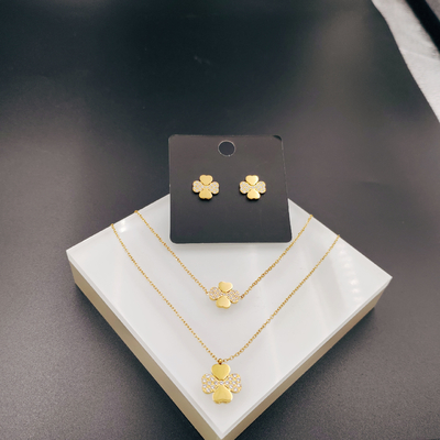 Nova Chegada Moda Alta Polonês Mais Novo Dourado Cores de Aço Inox, Colar, Pulseira Conjuntos com Zirco Para Mulher