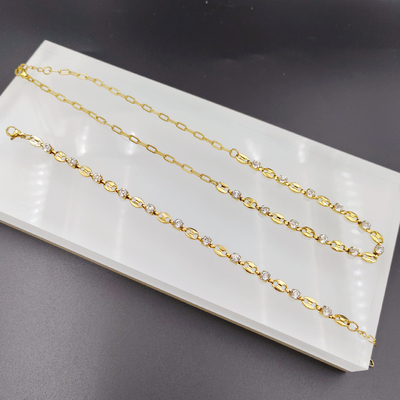 Nova Chegada Moda Alta Polonês Mais Novo Dourado Cores de Aço Inox, Colar, Pulseira Conjuntos com Zirco Para Mulher