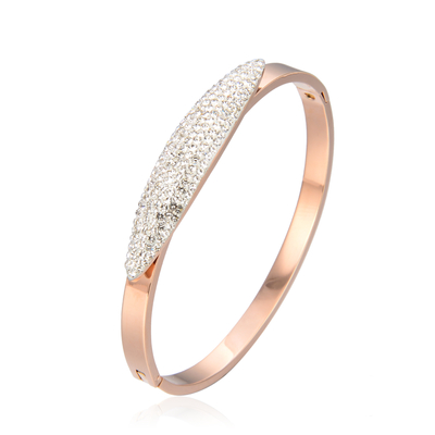 Pulseira de encantamento do cristal de rocha da pulseira de aço inoxidável das mulheres de Saya para o casamento