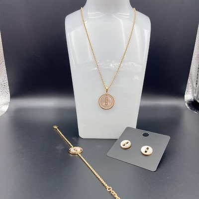 High Polish O mais novo ouro de cor de aço inoxidável brincos, colar, pulseiras para senhoras